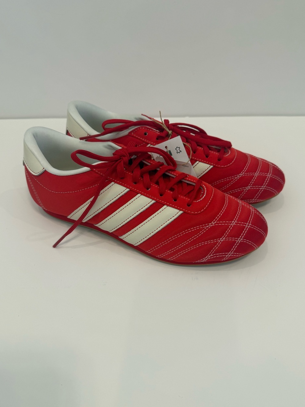 adidas Tarkwondo Lace Womens 8.5 Red Sneakers with White Stripes Streetwear